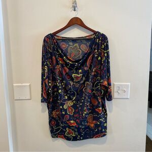 Jones of New York paisley top womens 3x dark floral boho short sleeve dolman